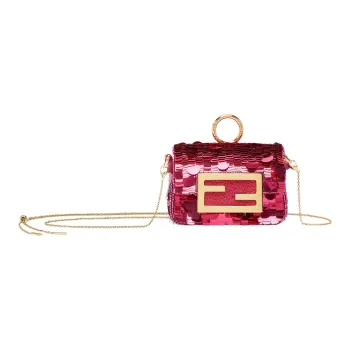 FENDI Baguette Polyester Pendant Bag Accessories Extra Mini Women's Pink