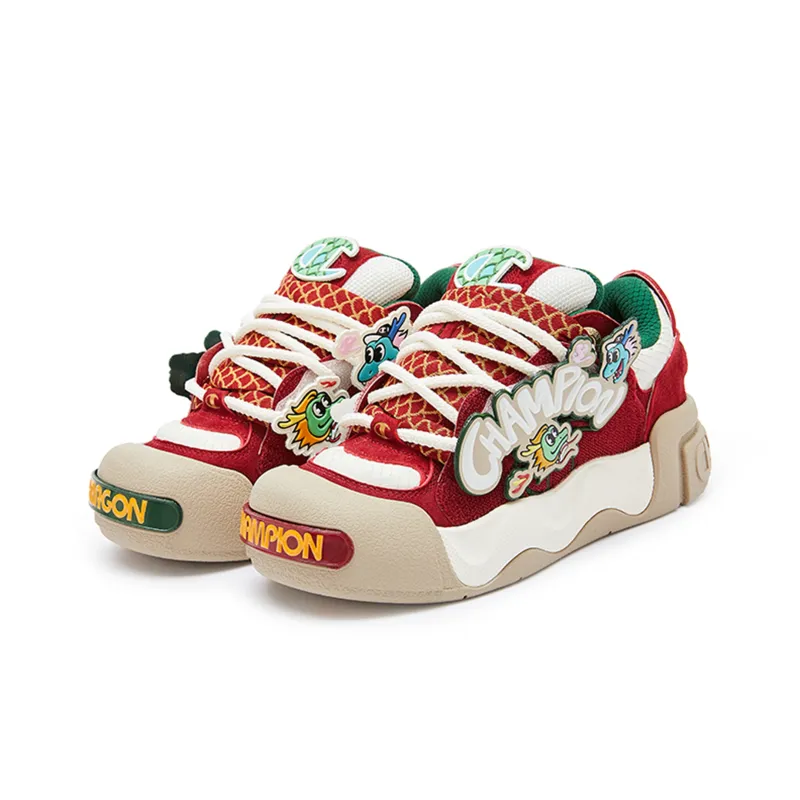 Champion Skateboard Shoes Women's Low Top New Year Red/Milk White-2