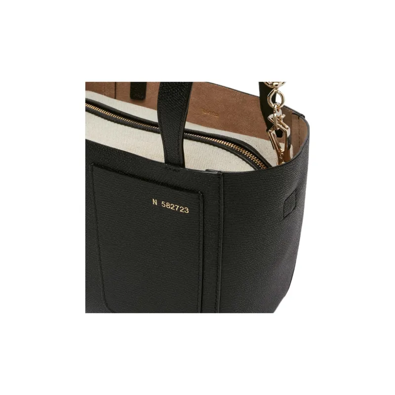 Valextra Calfskin Bucket Bag Handbag Shoulder Bag Women's Black-4