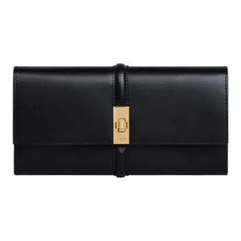 CELINE Calfskin Wallet Large Size Women's Black