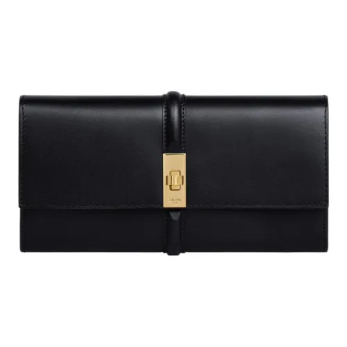 CELINE Calfskin Wallet Large Size Women's Black