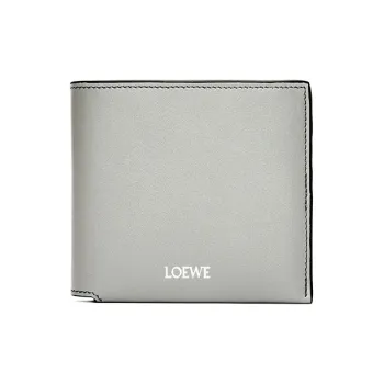LOEWE Shiny Nappa Cow Leather Wallet Men's Pearl Gray & Dark Gray