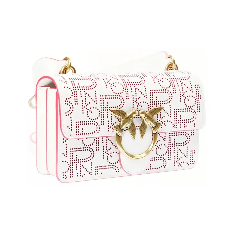 PINKO PINKO Love Icon Cow Leather Swift Bag Handbag Shoulder Bag Crossbody Bag Small Size Women's Ecru-1