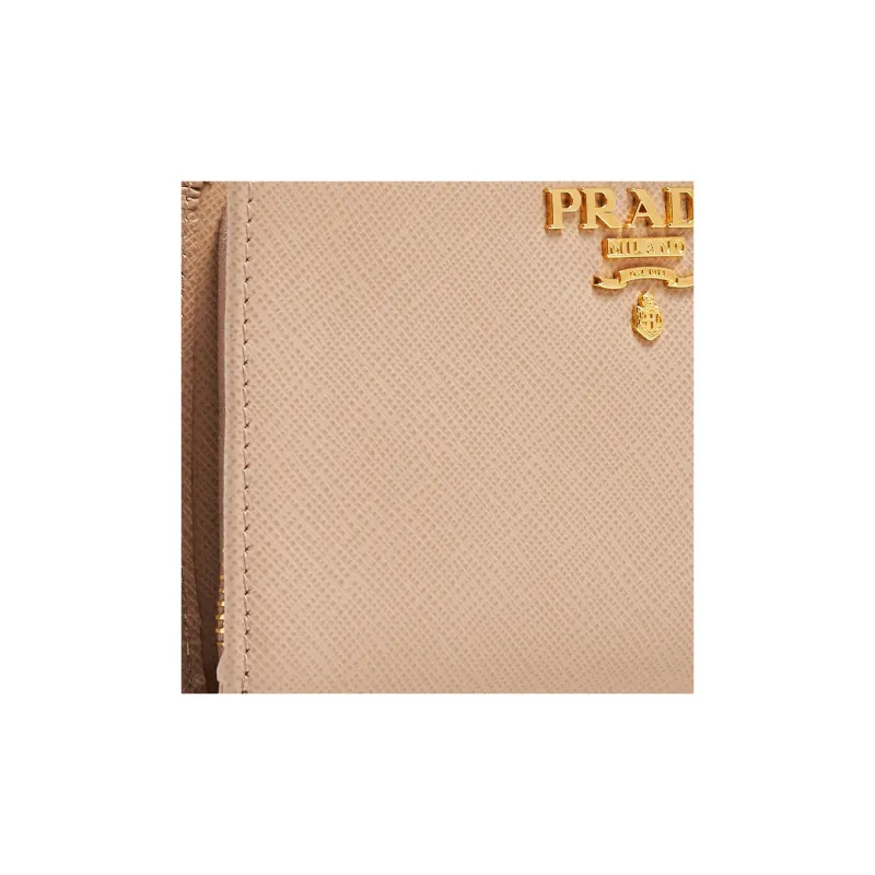 PRADA Leather Wallet Women's Beige-3