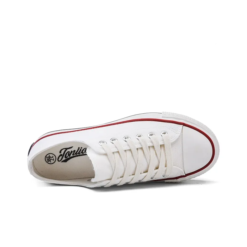 Tonlion Slip Resistant, Abrasion Resistant, Lightweight Low Top Canvas Shoes Women's White-2