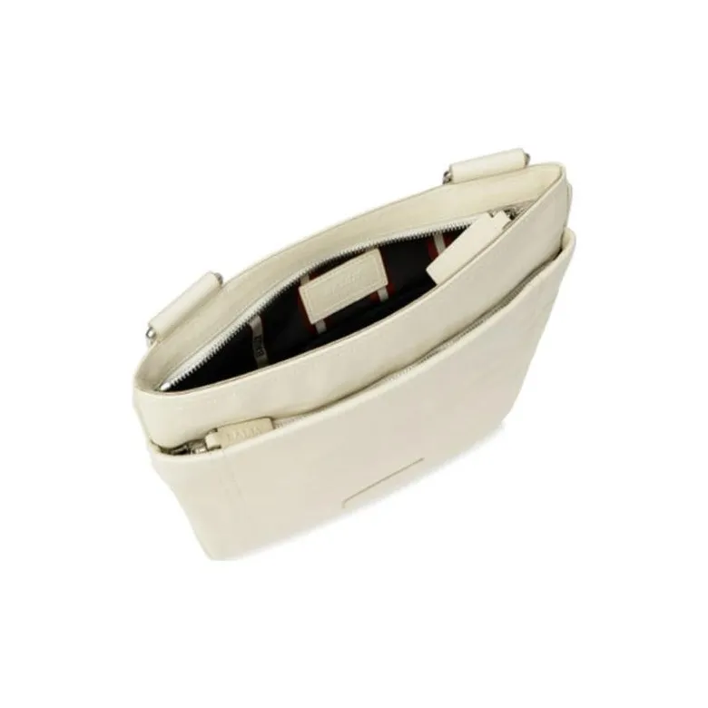 BALLY Genuine Leather Shoulder Bag Crossbody Bag Men's White-4