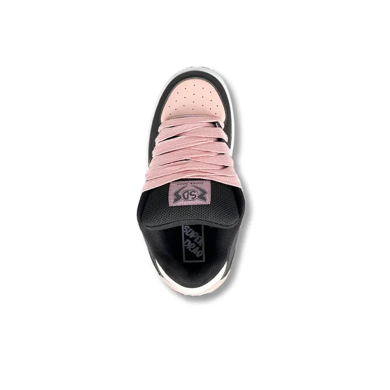 LuzaoT SUPER DRAG Lightning Puffy Shoes Low Top Skateboard Shoes Women's Black Pink-2
