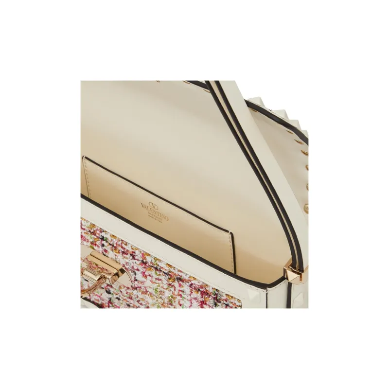 Valentino Rockstud Tweed Handbag Shoulder Bag Women's Multicolor-6