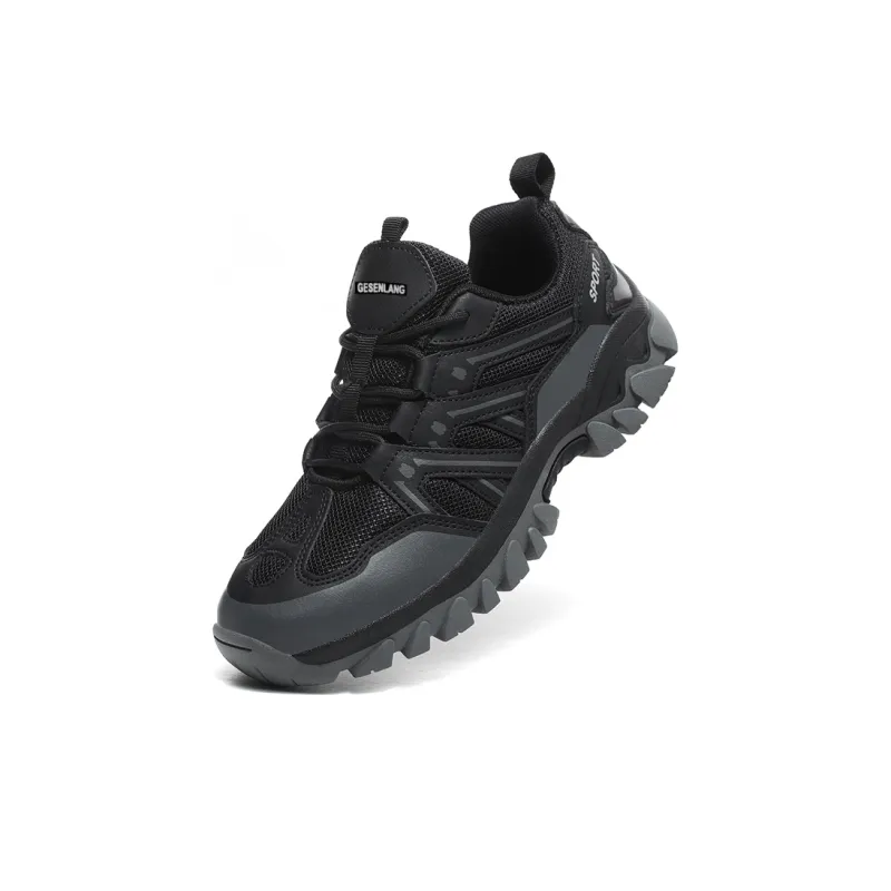 GESENLANG Wear Resistant Breathable Slip Resistant Low Top Outdoor Shoes Men's Black-2