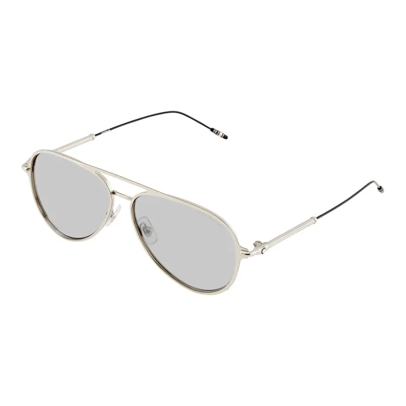 MONTBLANC Metal Aviator Sunglasses Men's Silver-0