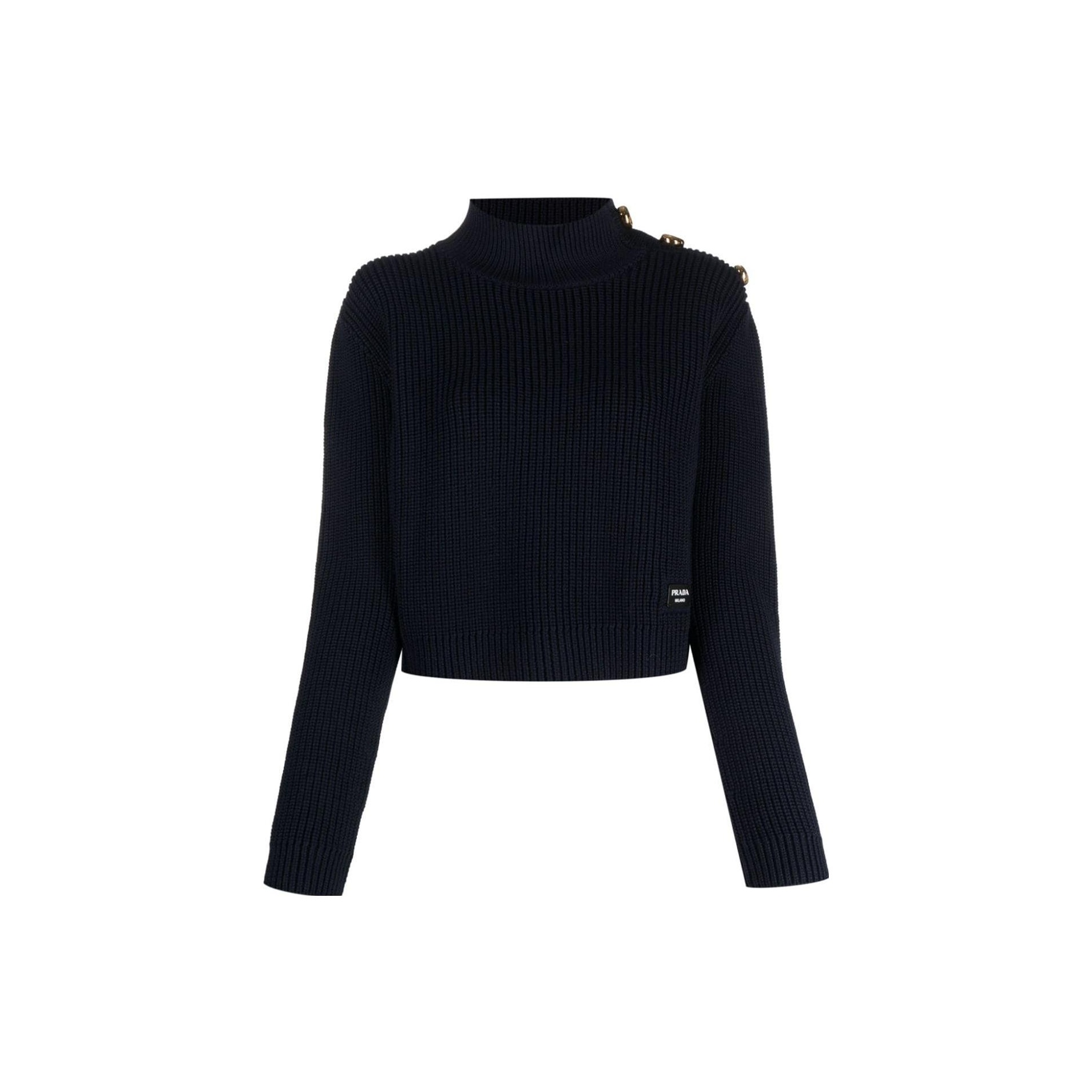 PRADA 2023 RIBBED-KNIT CROPPED JUMPER