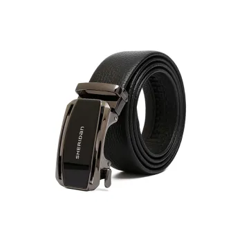 SHERIDan Business Casual Cow Leather Alloy Automatic Buckle Belt Men's Black Width  3.5cm