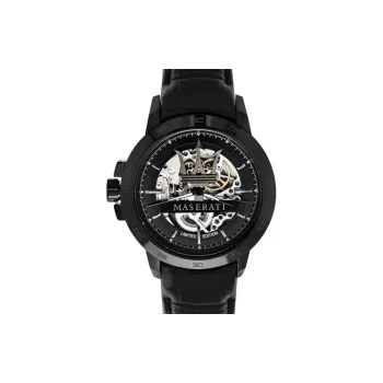 Maserati Wrist Watch Automatic Mechanical Movement Leather Watch Bands 45mm Black Dial Men's Watches