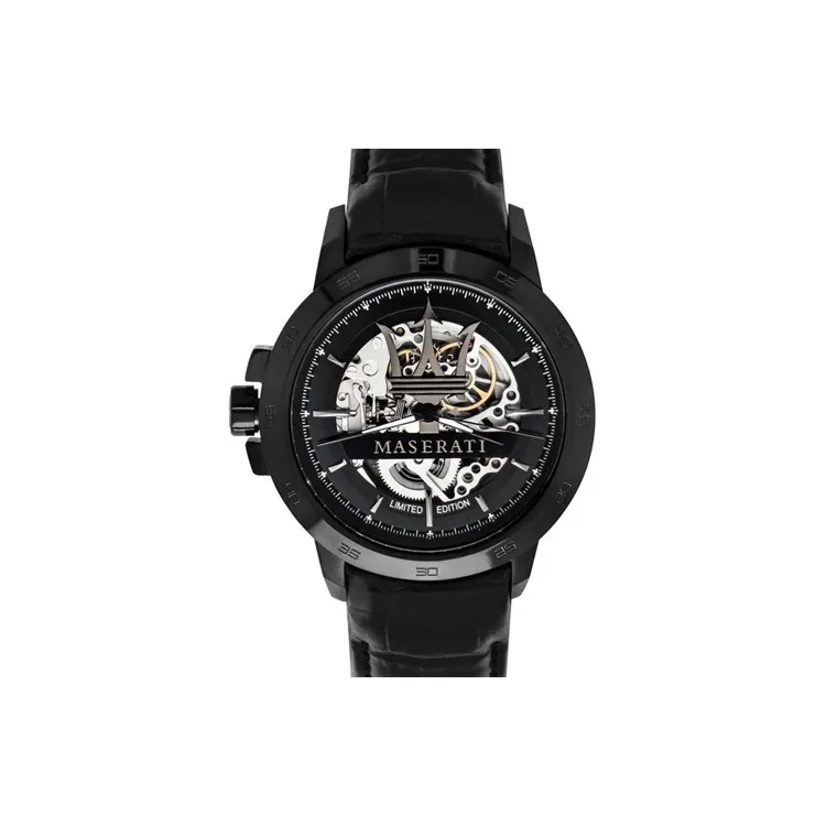 Maserati Wrist Watch Automatic Mechanical Movement Leather Watch Bands 45mm Black Dial Men's Watches-0
