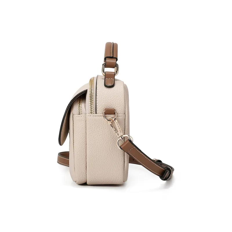 MEXICAN Cow Leather Pandora Bag, One Shoulder Handbag Regular Women's Midnight Black/Almond White/Trench Gray-9