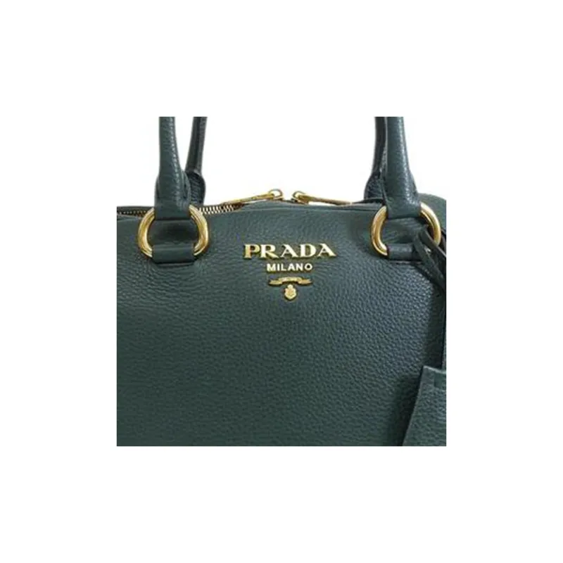 PRADA Leather Shoulder Bag Crossbody Bag Handbag Women's Emerald Green-5
