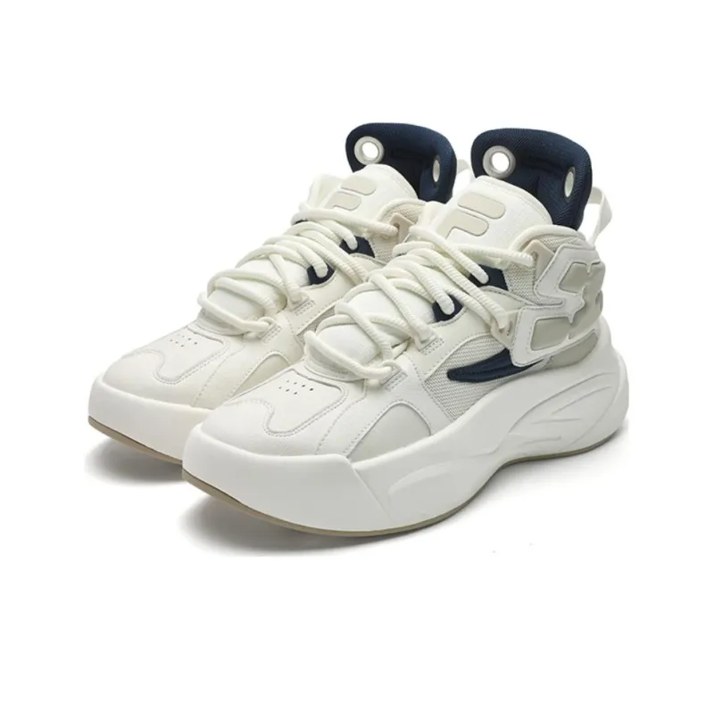 FILA FUSION THE MASH Cushioning Wear Resistant Low Top Vintage Basketball Shoes Men's White-1