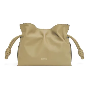 LOEWE Flamenco Nappa Cow Leather One Shoulder Crossbody Clutch Mini Women's Clay Green