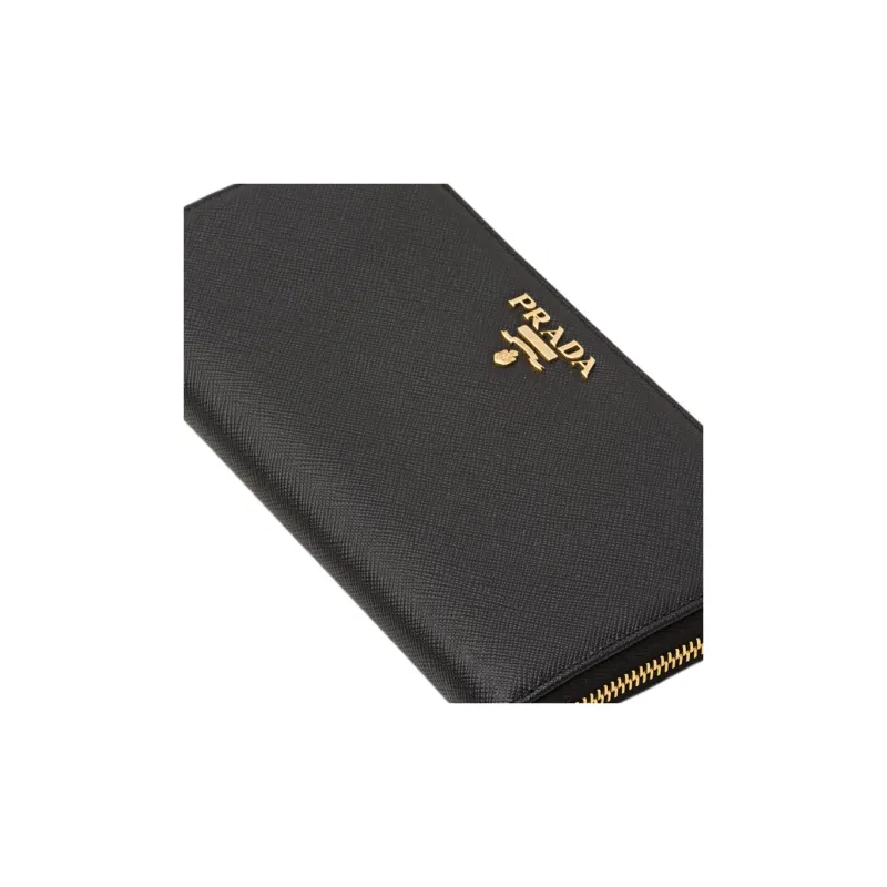 PRADA Leather Wallet Tubas Women's Black & Rose-4
