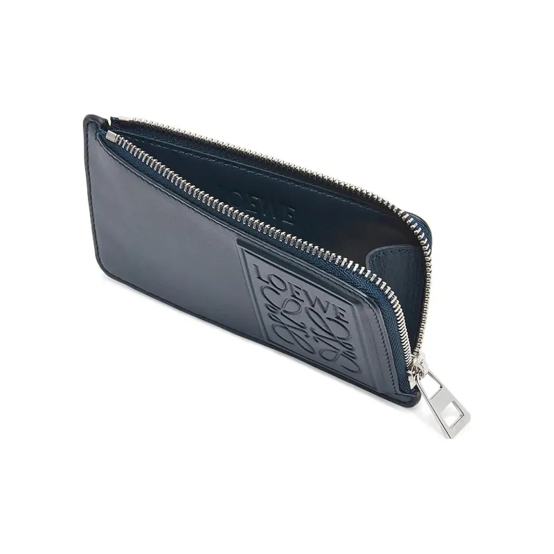 LOEWE Satin Cow Leather Wallets Card Holders Men's Dark Marine Blue-1