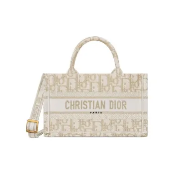 DIOR BookTote Oblique Print Tote Bag Shopping Bag Handbag Mini Women's Beige