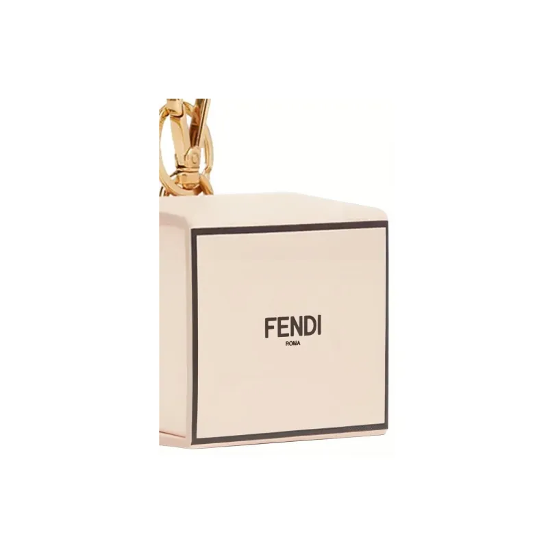 FENDI Leather Charm Coin Purses Key Pouches Women's Pink & Black-3