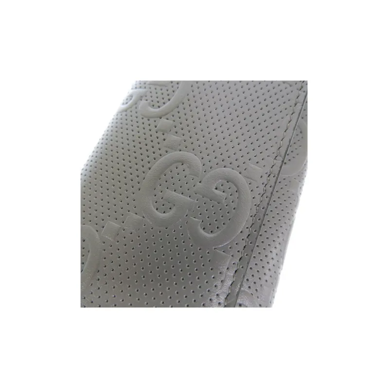 GUCCI Leather Wallet Key Pouch Regular Unisex Gray-4