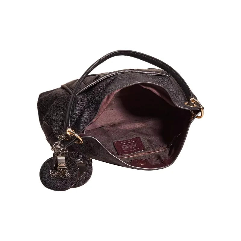 COACH Clarkson Leather Shoulder Bag Crossbody Bag Handbag Large Size Women's Black-2