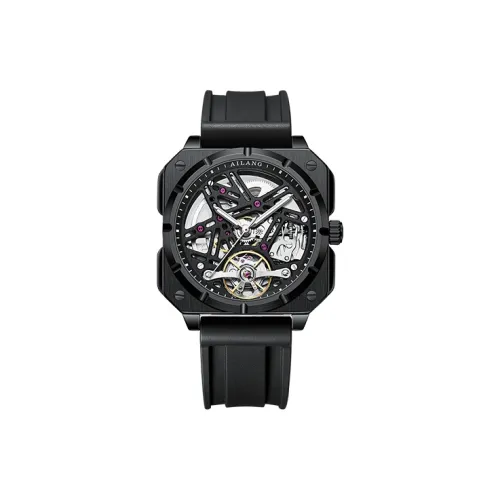 AILANG Automatic Mechanical Movement Rubber Strap Watch Men's Watches Red Watch Dial