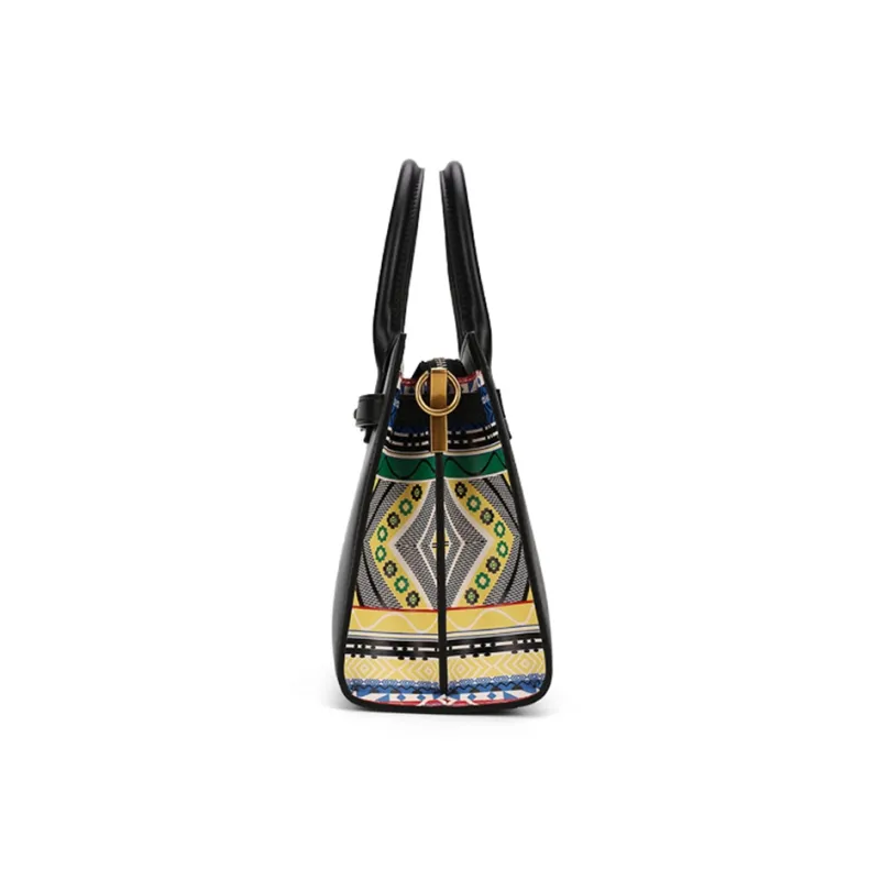 COOGI Split Cow Leather Casual Crossbody Bag, Handbag Medium Size Women's Ecru/Black/Yellow-3