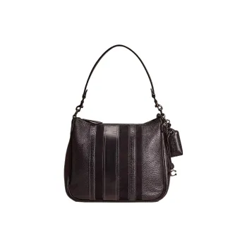 COACH Cary Soft Leather Portable Crossbody Bag, Shoulder Bag Large Size Women's Tin & Black