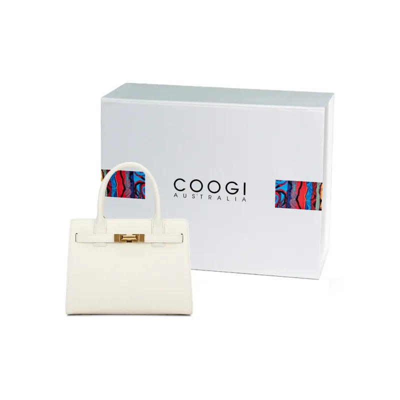 COOGI Split Cow Leather Casual Crossbody Bag, Handbag Medium Size Women's Ecru/Black/Yellow-11