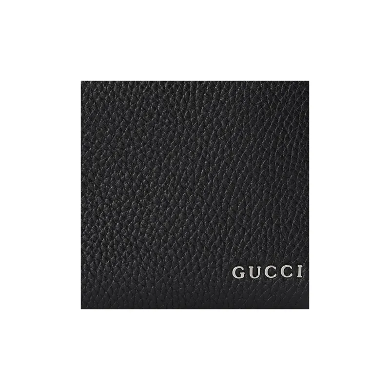 GUCCI Leather Wallet Men's Black-4