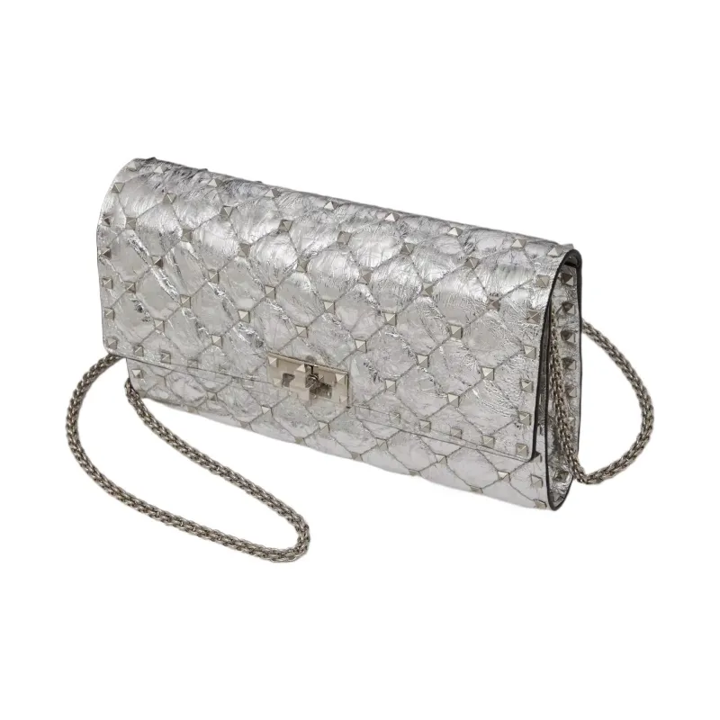 Valentino ROCKSTUD SPIKE Lambskin Crossbody Bag Shoulder Bag Women's Silver-2