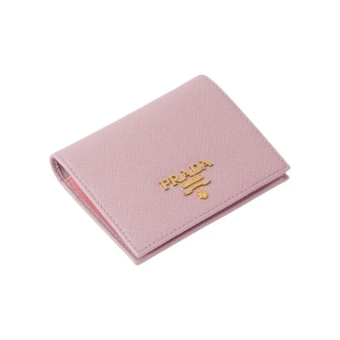 PRADA Leather Card Holder Wallet Small Size Women's Snowflake Gypsum Flower-3