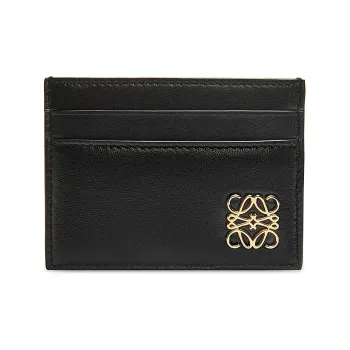LOEWE Anagram Shiny Nappa Cow Leather Card Holder Women's Black
