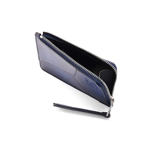 LOEWE Puzzle Silk Cow Leather Card Holder Men's Marine Blue-2