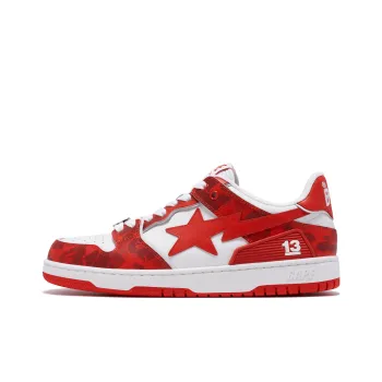 A BATHING APE Clutch Sta SK8 Low Top Skateboard Shoes Men's White Red