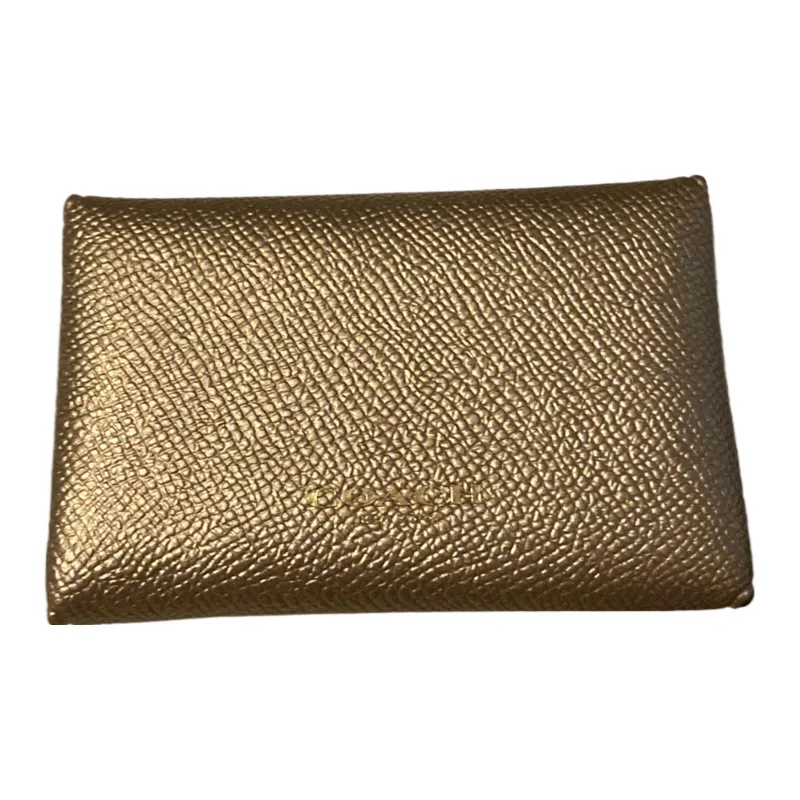 COACH Cross Stitch Leather Coin Purses Card Holders Women's Platinum-3