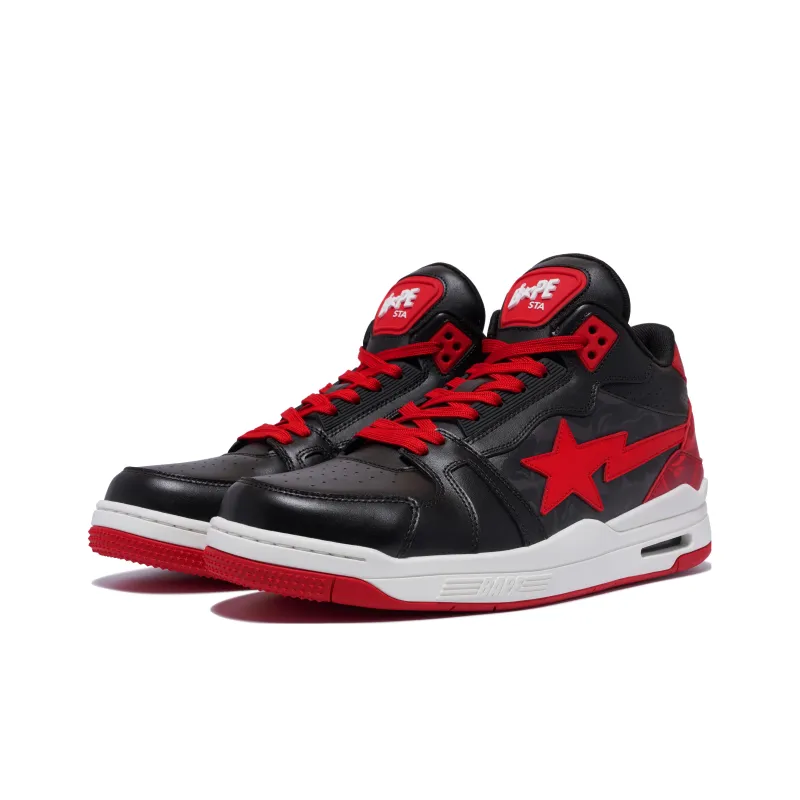 A BATHING APE Clutch Sta SK8 Mid Top Casual Shoes Men's Black Red-2