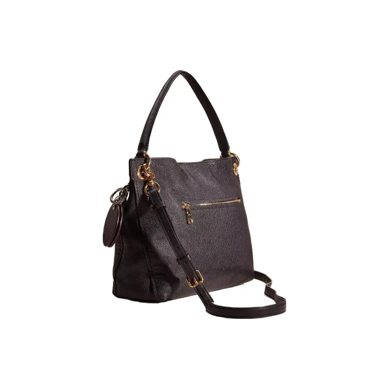 COACH Clarkson Leather Shoulder Bag Crossbody Bag Handbag Large Size Women's Black-1