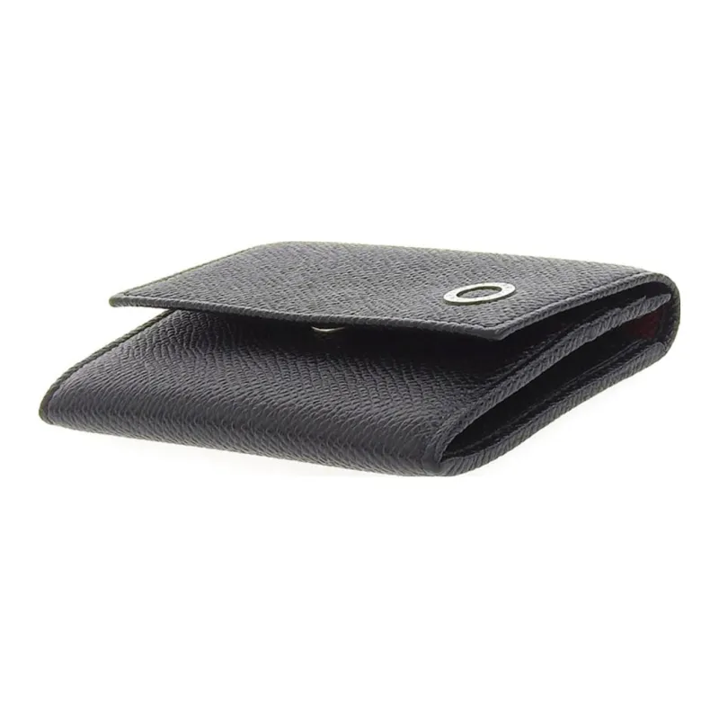 BVLGARI Calfskin Business Card Holder Card Case Women's Black-2
