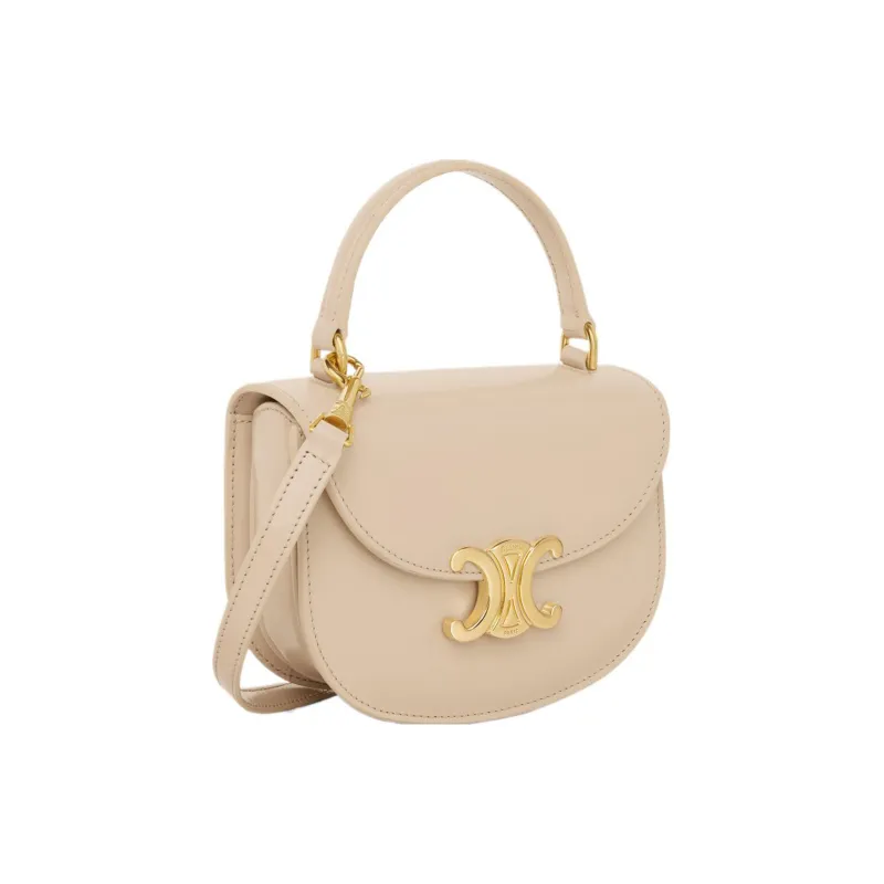 CELINE Triomphe Cow Leather Shoulder Bag Crossbody Bag Handbag Mini Women's Nude-1