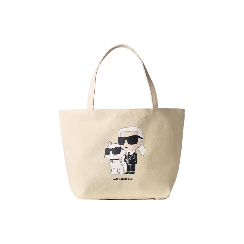 KARL LAGERFELD Cotton One Shoulder Handbag Women's Beige-0
