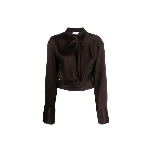 Blumarine Satin Buttoned Cropped Shirt