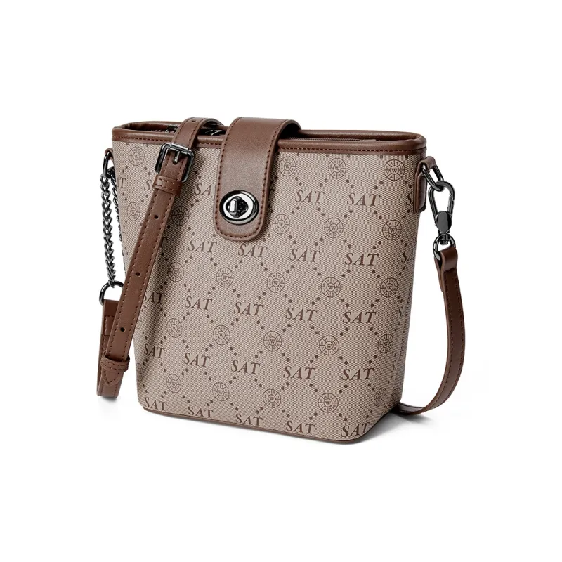 ST&SAT Pvc Shoulder Bag Crossbody Bag Bucket Bag Chain Bag Medium Size Women's Coffee-1