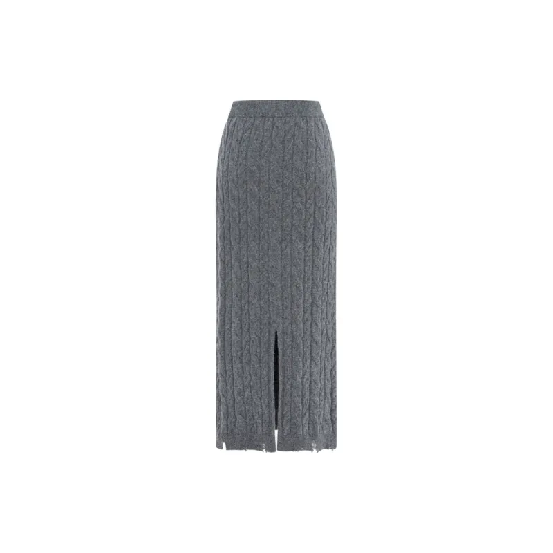 MO&CO Casual Long Skirts Women's Dark Heather Gray-1