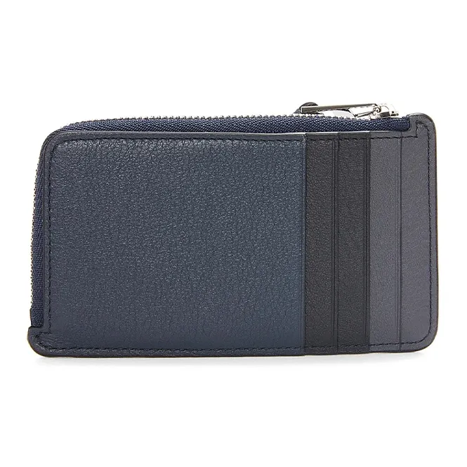 LOEWE Puzzle Cow Leather Card Holder Men's Dark Marine Blue With Coal Gray Accents-1