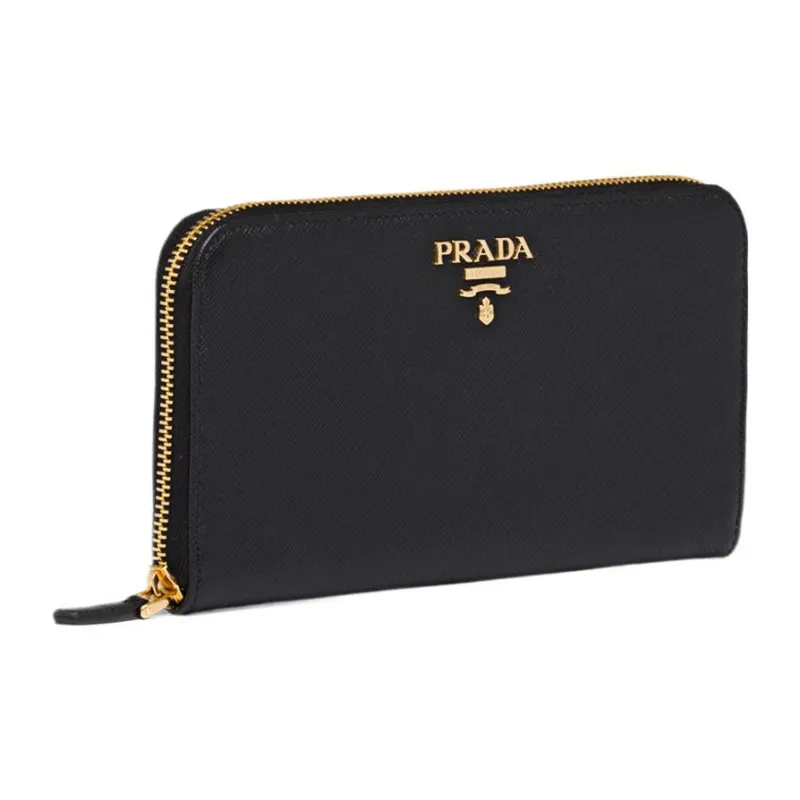 PRADA Leather Wallet Tubas Women's Black & Rose-1