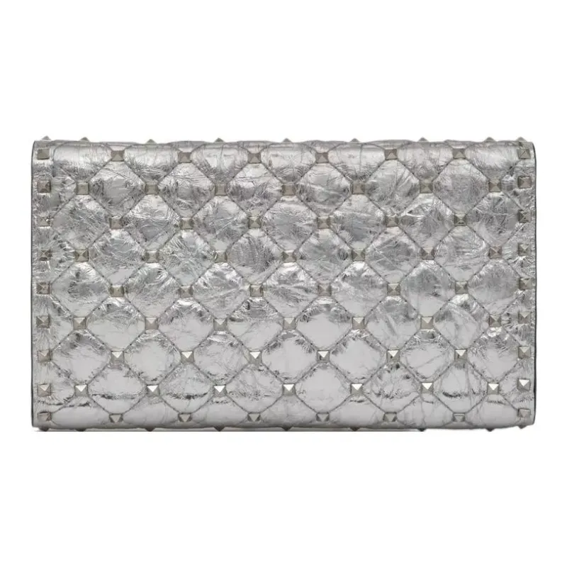 Valentino ROCKSTUD SPIKE Lambskin Crossbody Bag Shoulder Bag Women's Silver-4